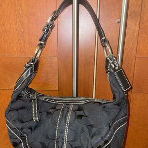 Vintage COACH Black Canvas Leather Handbag 10073 90’s 11x7x2